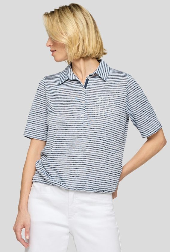 1/2 Arm Polo Shirt in Blau geringelt