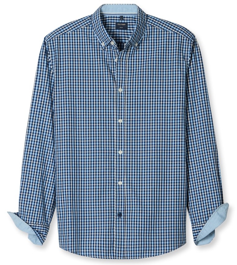 1/1 Arm Freizeithemd in mittel blau kariert