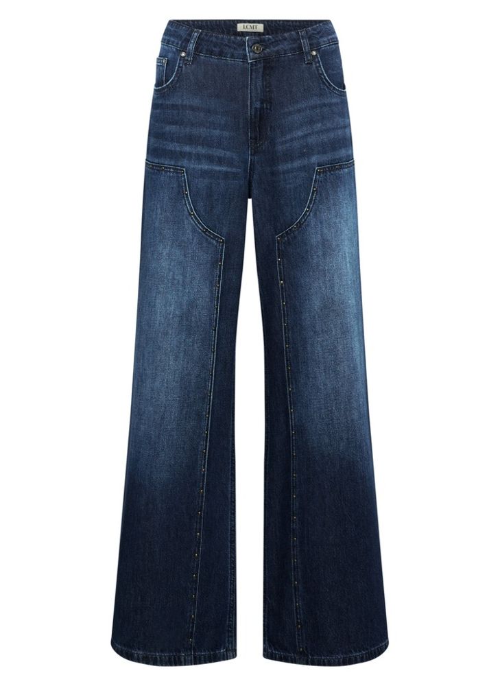 Jeans in denimblau mit weitem Bein