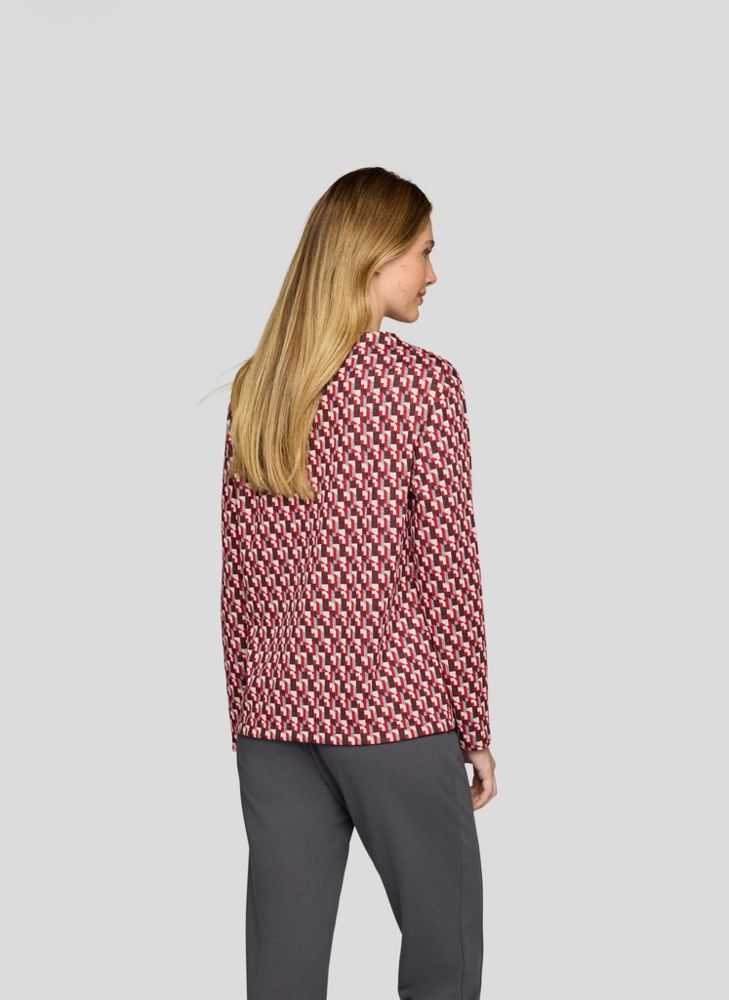 3/4 Arm T-Shirt in bordeaux mit dezentem Muster
