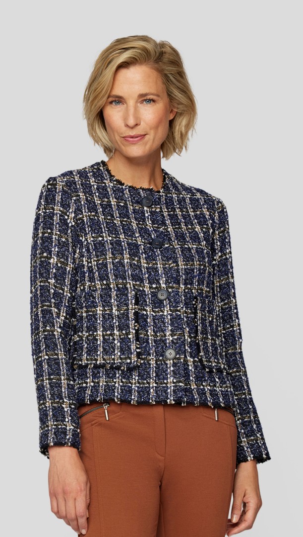 Blazer-Jacke mit dezentem Karo in mehrfarbig gemustert