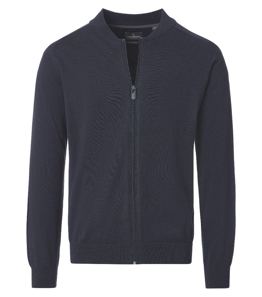 Strickjacke mit R-V in mittel blau meliert