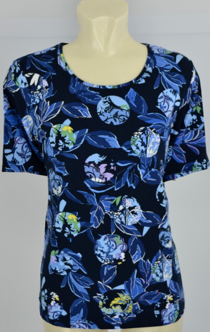 1/2 Arm T-Shirt in mehrfarbig mit blau gemustert