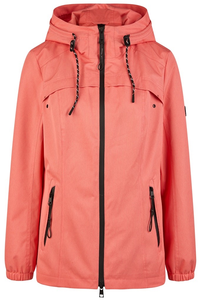 Leichte Outdoor Jacke mit Kapuze in papaya