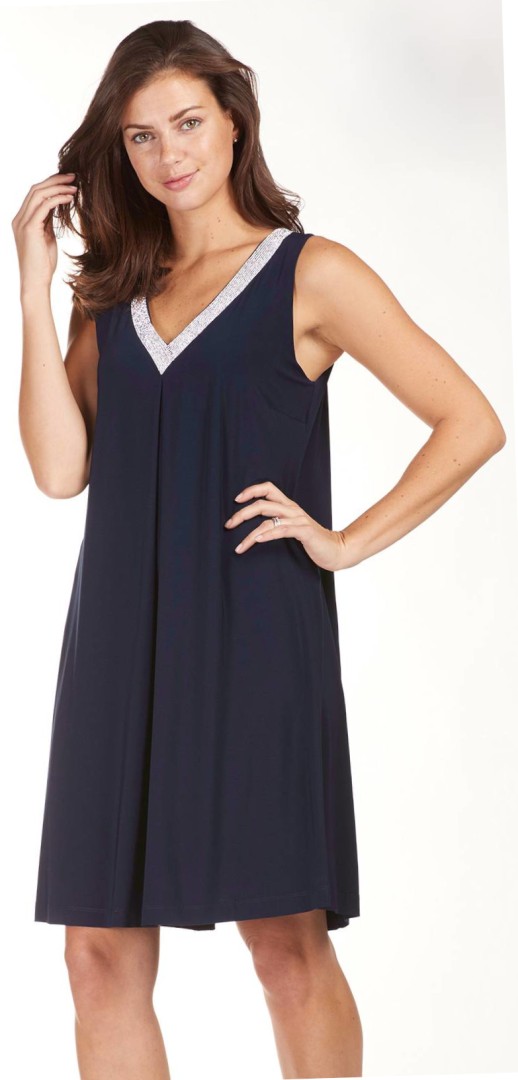 Etuikleid mit Strass in dunkel blau