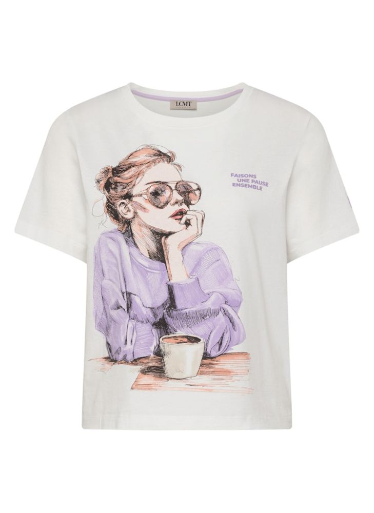 1/2 Arm Shirt in Ecru mit Print