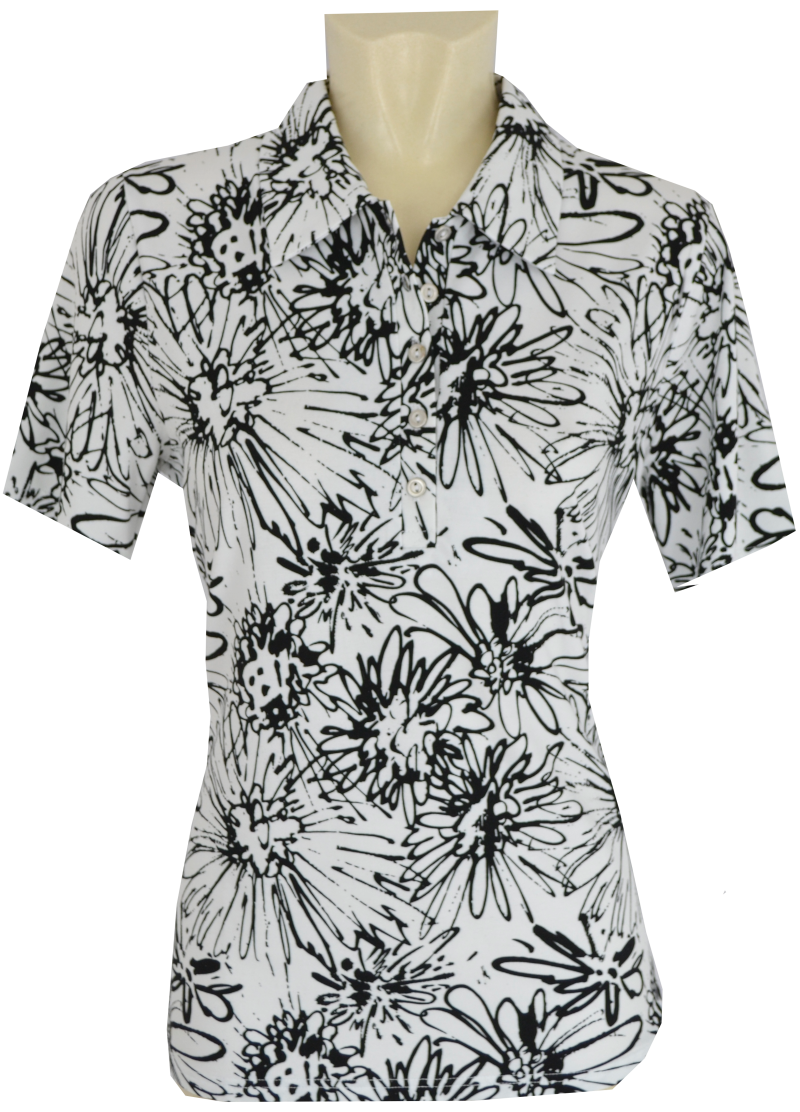 1/2 Arm Polo-Shirt in schwarz-weiß