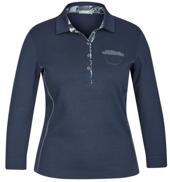 3/4 Arm Polo Shirt in marine-blau