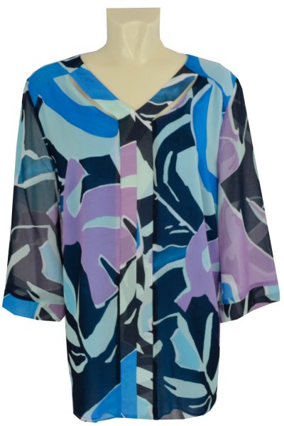 Elegantes Blusen-Shirt in marine-blau gemustert