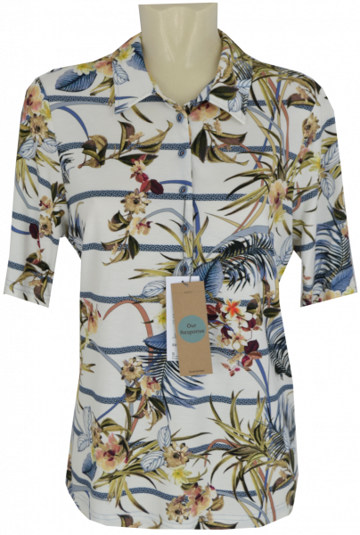 1/2 Arm Polo Shirt in allover floral gemustert