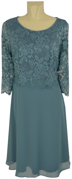 Mittellanges Abendkleid mit Spitze in bluish grey