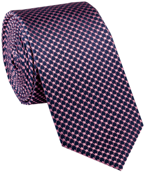Krawatte reine Seide in rose auf blau gemustert