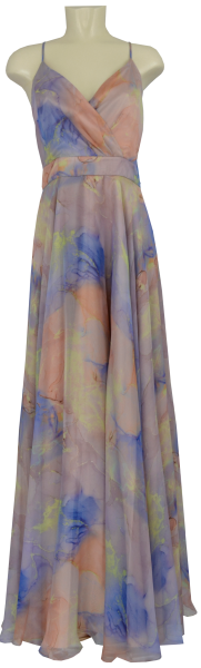 Langes Ballkleid in apricot-blue