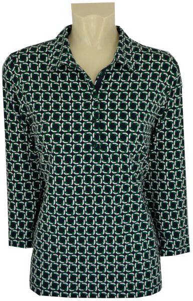 3/4 Arm Polo Shirt in retro gemustert