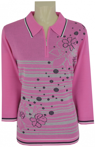 Pullover mit Kragen in mehrfarbig gemustert