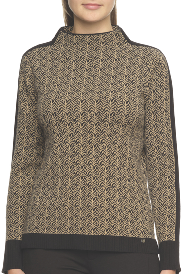 Pullover in marine-beige gemustert