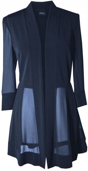 Längere leichte Chiffon und Jersey Jacke in marine blau