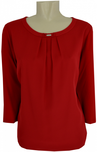 1/1 Arm T-Shirt mit rundem Ausschnitt in uni granat rot