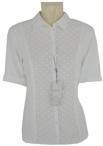 1/2 Arm Jersey Bluse mit Biesen in weiß