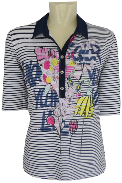 1/2 Arm Polo Shirt mit floralem Print
