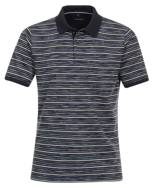 1/2 Arm Polo Shirt in mehrfarbig geringelt mit blau