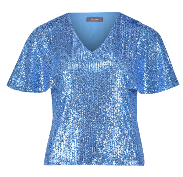 Paillettenshirt in perfect blue