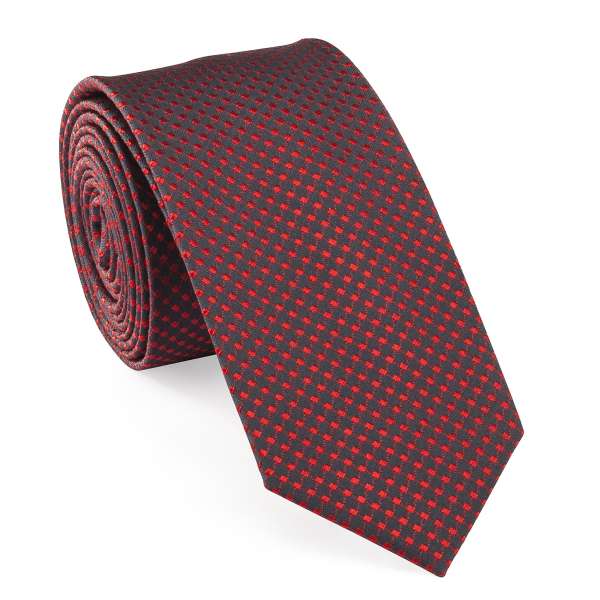 Krawatte reine Seide in rot-grau fein gemustert