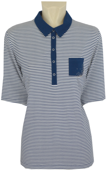 1/2 Arm Polo Shirt in geringelt mit blau