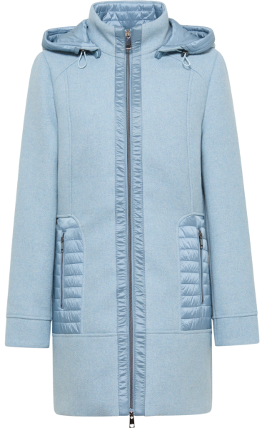 Wolljacke in sky blue mit Kapuze