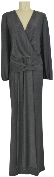 Langes Ballkleid in grau-silber mit Glanz