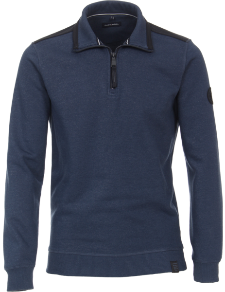 Sweat als Troyer in jeans-blau