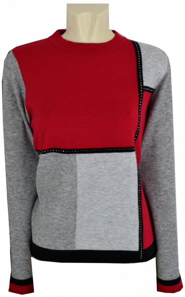 Pullover in mehrfarbig gemustert mit Strass