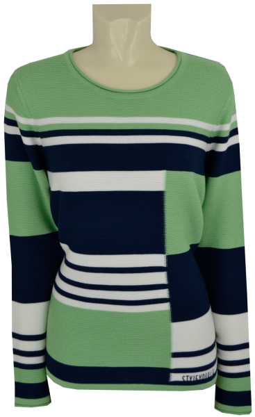 Pullover in mehrfarbig geringelt mit grün