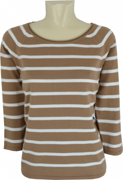 Leichter Pullover in camel-white geringelt
