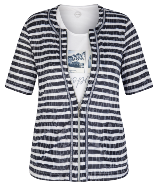 1/2 Arm Twin-Set in allover gemustert mit marine-blau-Copy