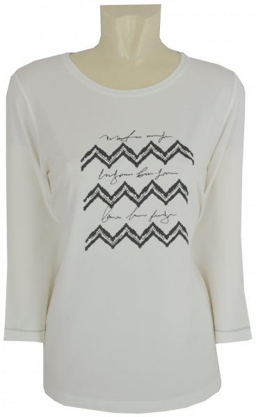 3/4 Arm T-Shirt mit Strass in ecru