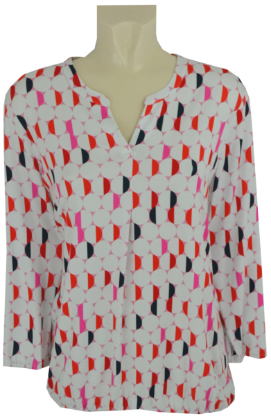 3/4 Arm Blusen Shirt in mehrfarbig mit pink