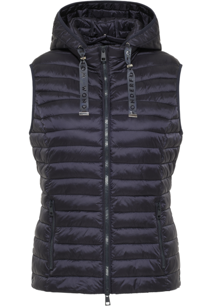 Leichte Outdoor Steppweste mit Kapuze in navy