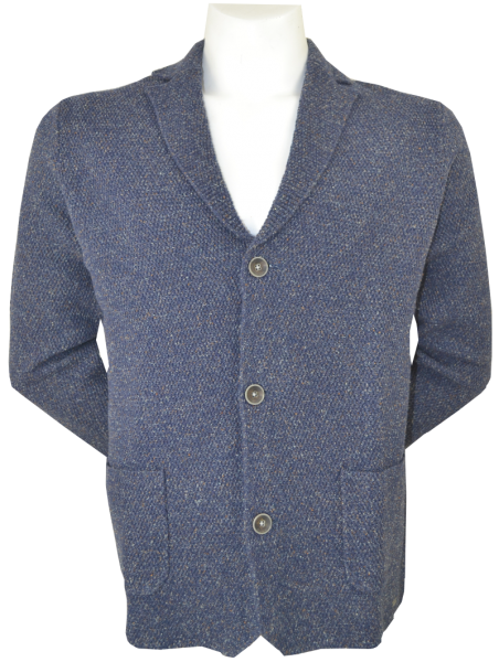 Leichter Strickblazer in mittel blau meliert