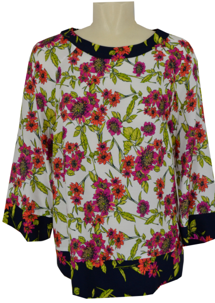 Blusenshirt mit 3/4 Arm in floral gemustert