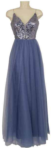 Langes Ballkleid in bleu