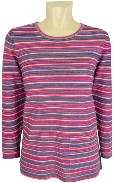 Leichter Pullover in mehrfarbig geringelt