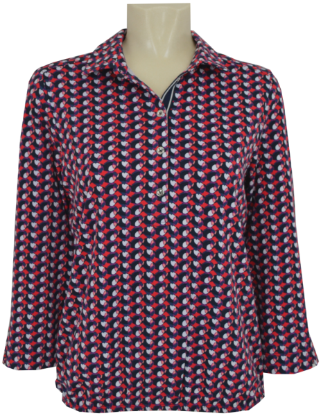 3/4 Arm Polo Shirt in allover gemustert