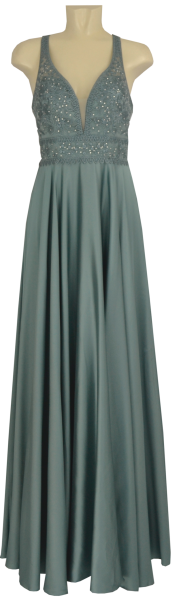Langes Ballkleid mit Glanz in sagegrün