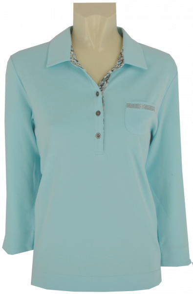 3/4 Arm Polo Shirt in uni hell mint