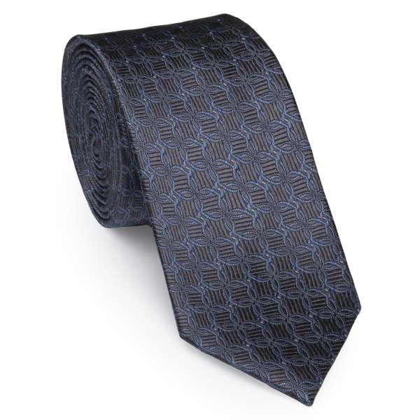 Krawatte reine Seide in bleu-anthra gemustert