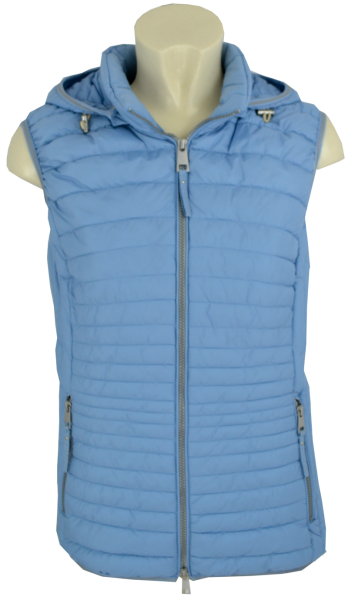 Leichte Outdoor Steppweste mit Kapuze in skyblue