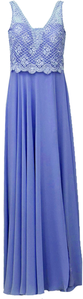 Langes Ballkleid in lavendel blau