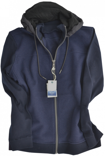 Warme Sweat Jacke in dunkel blau mit Kapuze