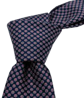 Krawatte reine Seide in rose auf dunkel blau gepunktet